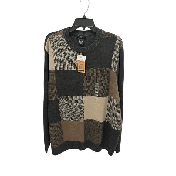 NWT Dockers Multicolor Block Sweater Pullover Knit Black Gray Brown Men’s XLT - Picture 1 of 11